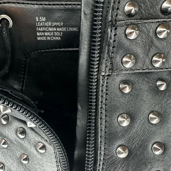 Gianni Bini Studded Lace Up Ankle Boots Black Block Heel Buckle Women’s 9.5 - Picture 9 of 11